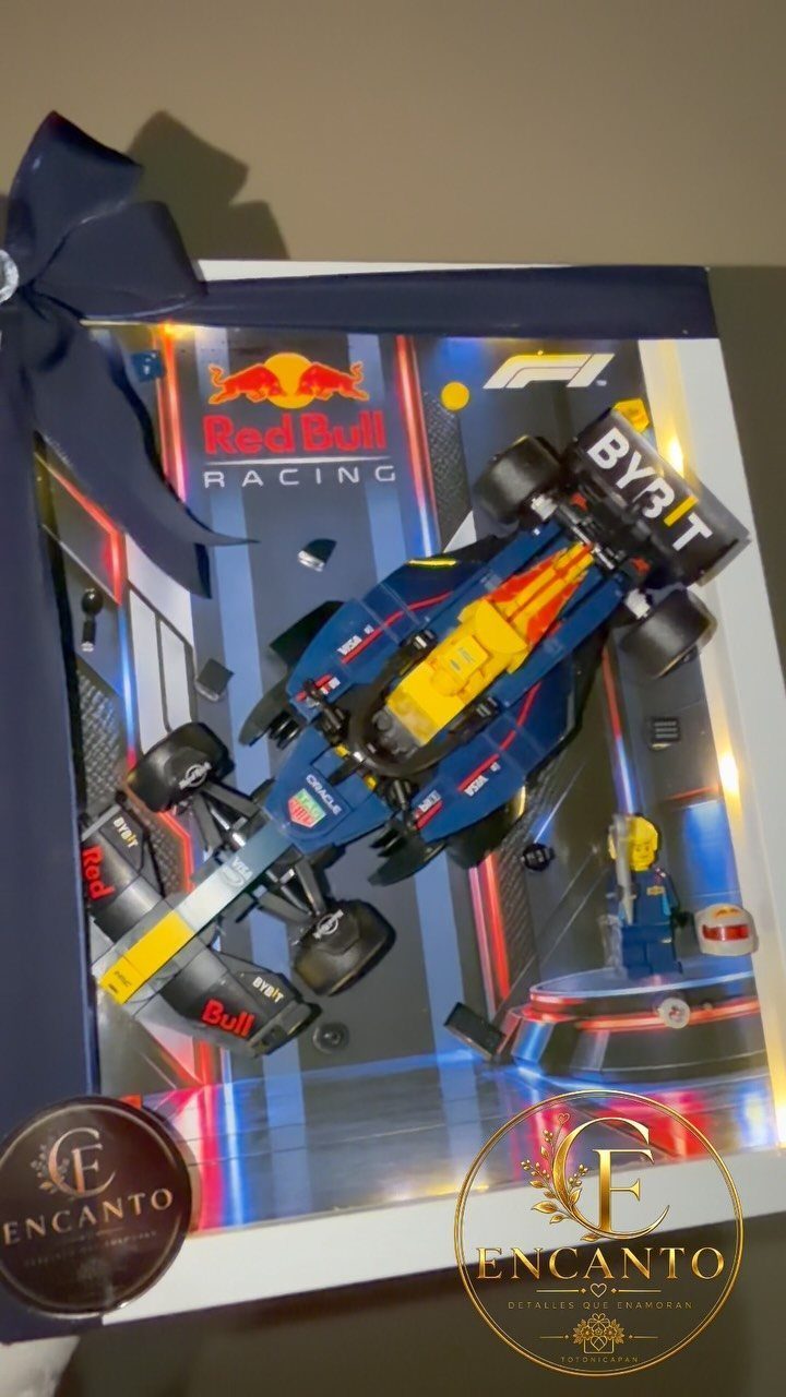 Red Bull Racing Formula 1 building block car model in a gift box.