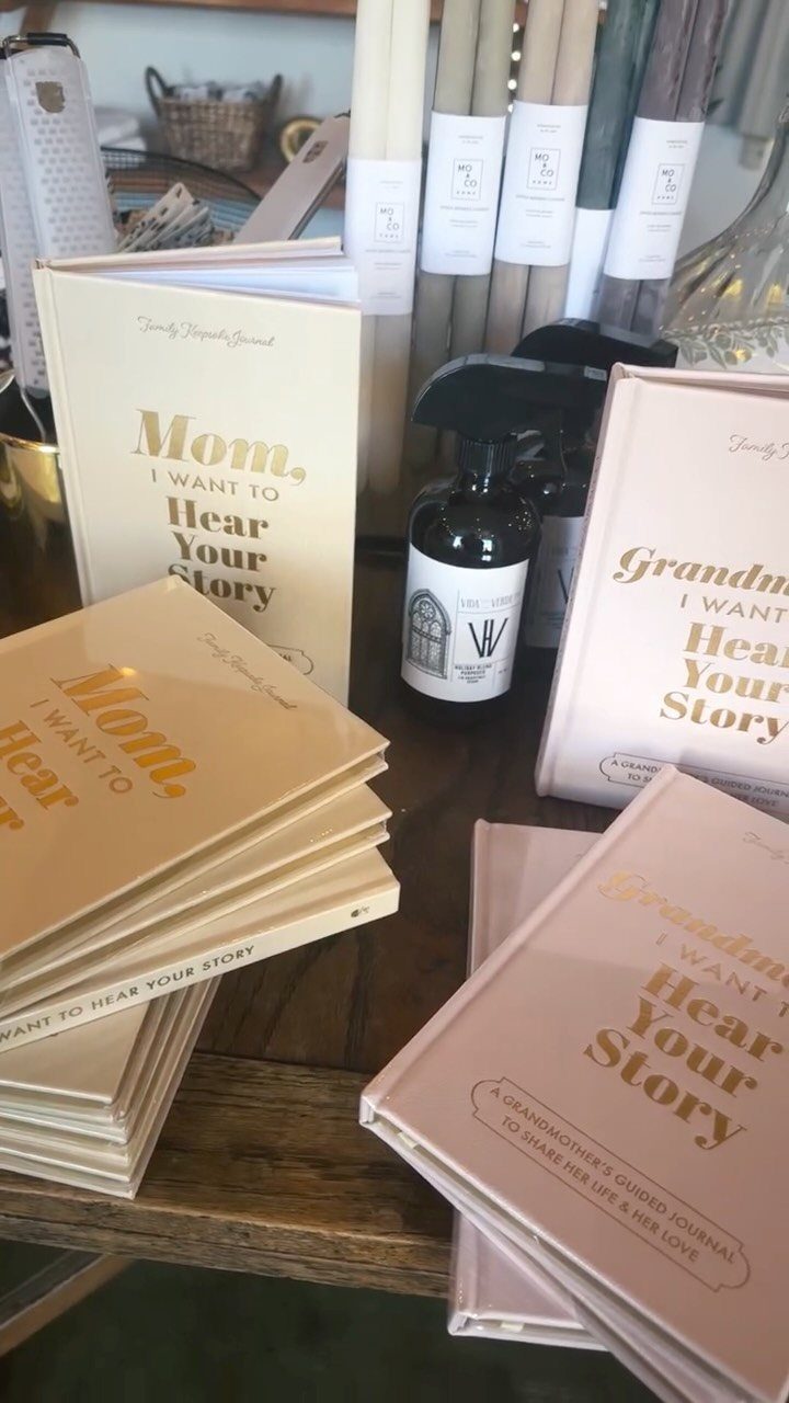 Hardcover journals for mothers and grandmothers titled I Want to Hear Your Story
