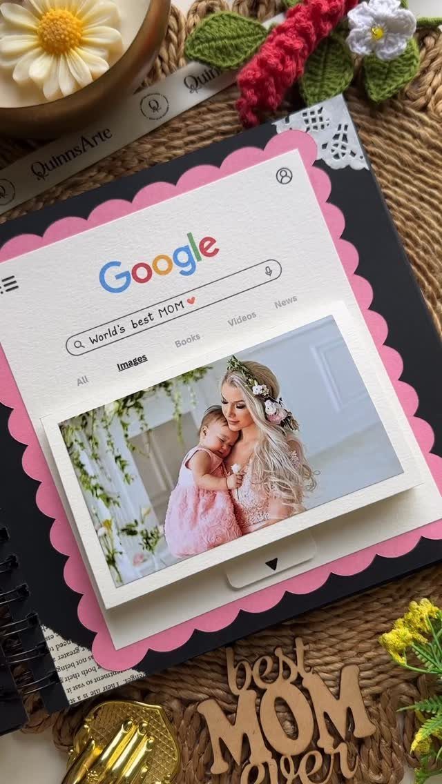 Scrapbook page styled as a Google search result with a mother and daughter photo.